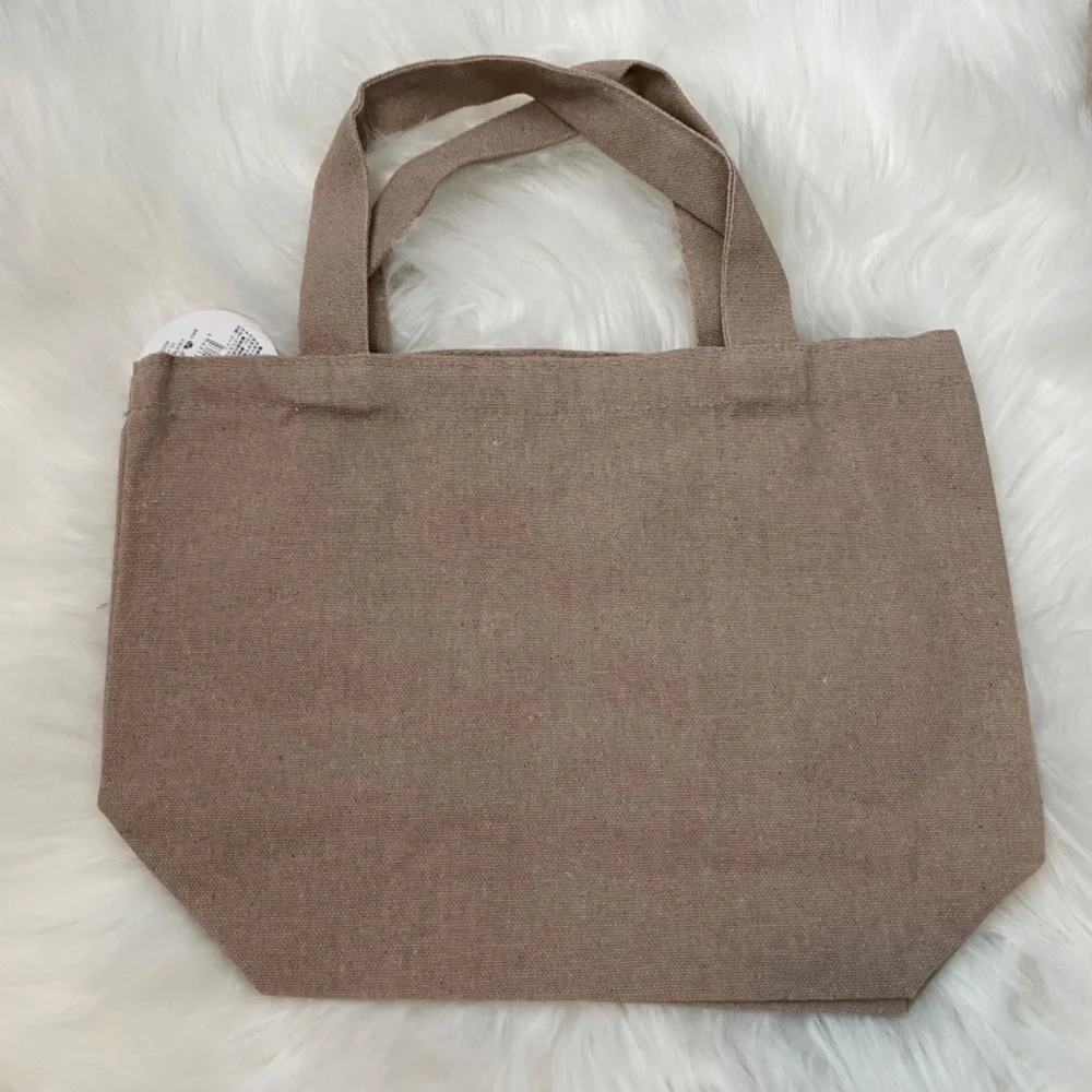 Small Tote Bag. Canvas. Birds Print. Light Brown Multi. - Picture 4 of 7